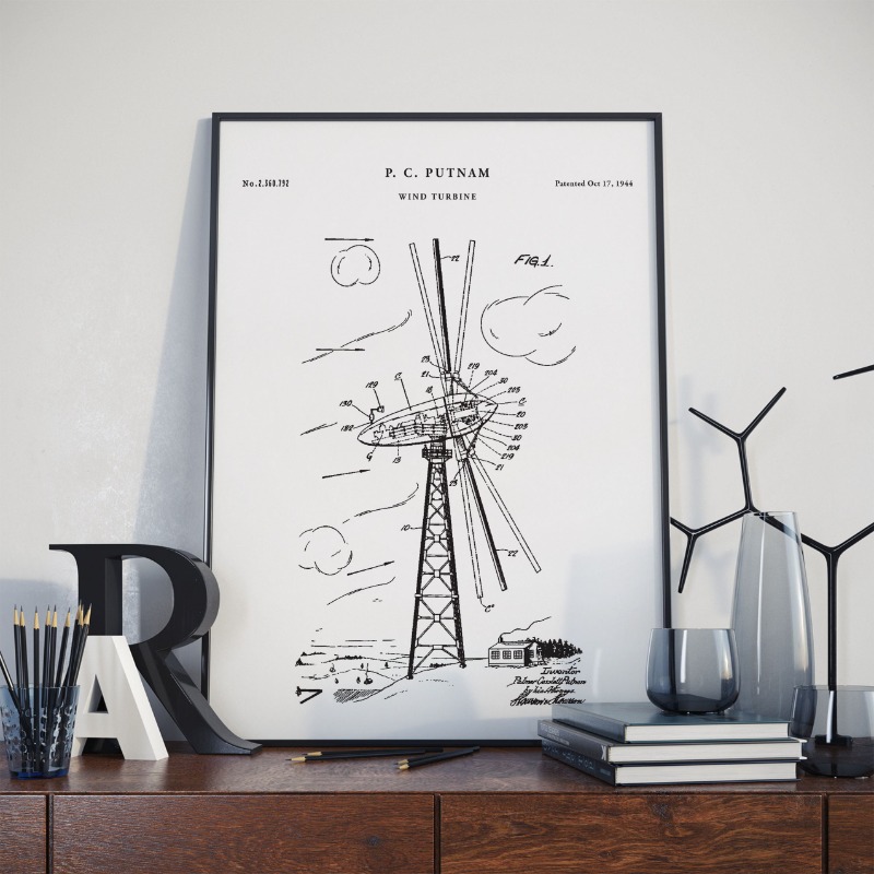 Oil Is Renewable Energy - Wind Turbine Patent Poster Prints Canvas