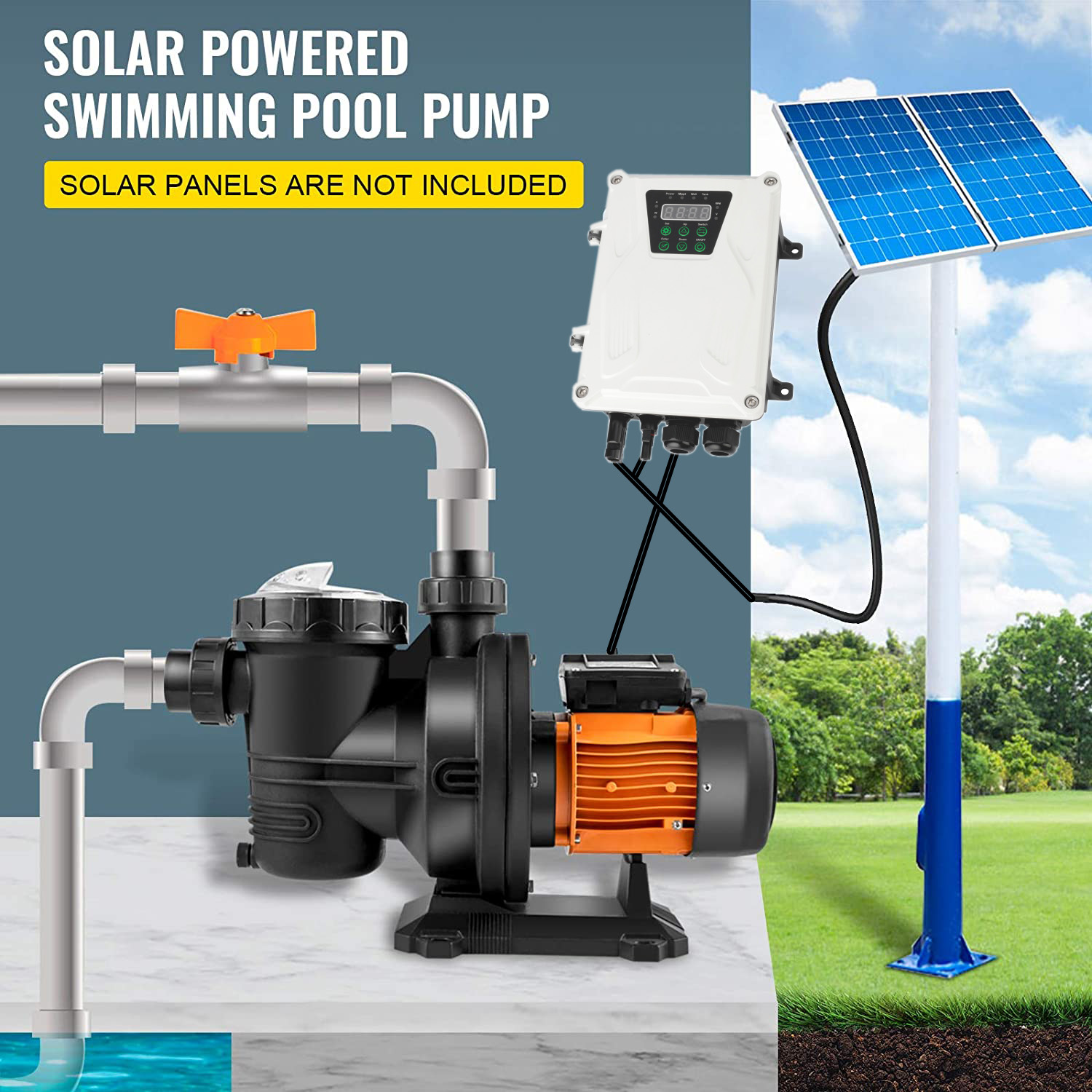 HZUSUN 500W Portable Pool Pump - огляд і ціна Solar Pool Pump Kit